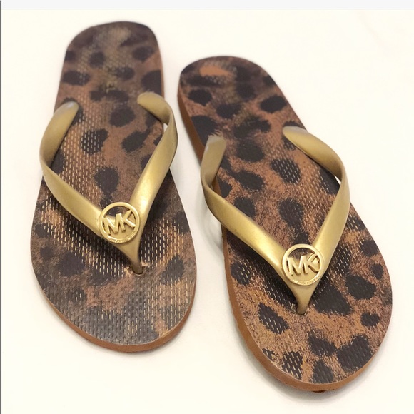 gold rubber flip flops